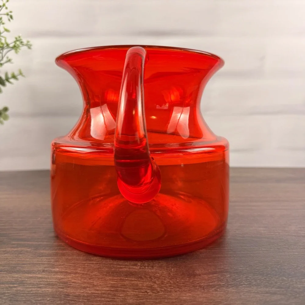 Greenwich Flint-Craft 1224-S Orange Glass Pitcher Tom Connally Vintage GFC